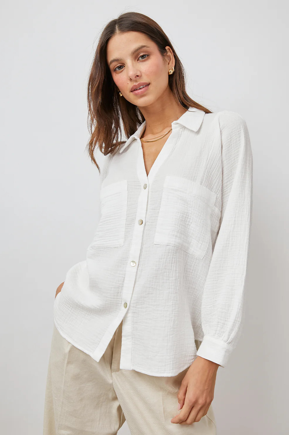 LAUREN SHIRT - WHITE | Rails