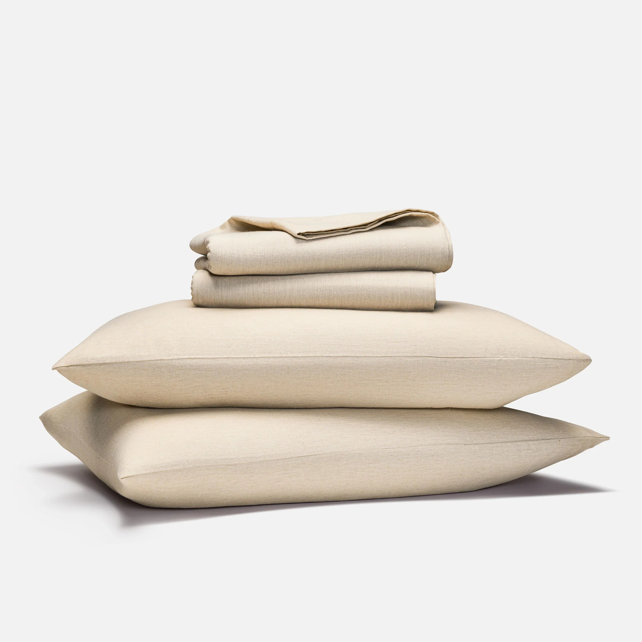 Brooklinen Brushed Flannel Core Sheet Set size Queen in Speckled Oat | Brooklinen