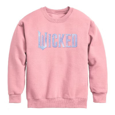 Boys' Wicked Wicked 2 Sparkle Logo Graphic Long Sleeve Fleece Sweatshirt - Mauve - Small | Target