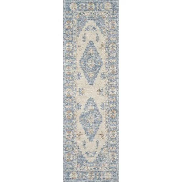 Momeni Anatolia Wool and Nylon Traditional Medallion Area Rug - 2'3" x 7'6" Runner - Blue | Bed Bath & Beyond