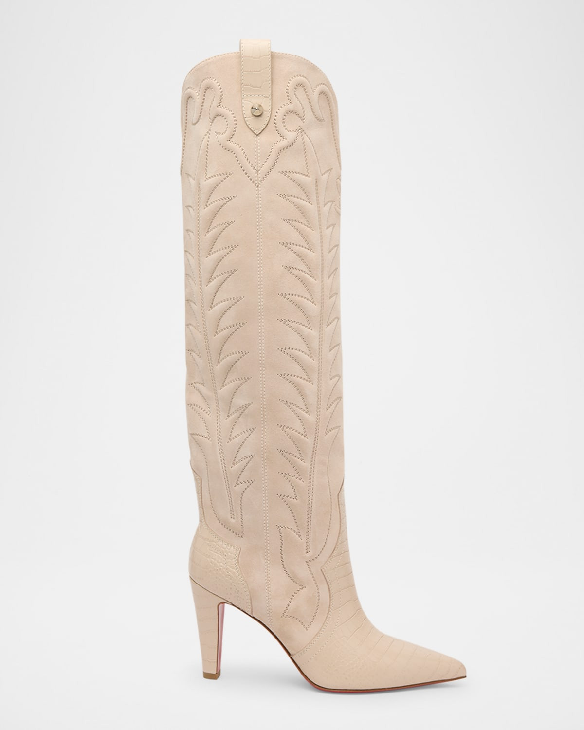 85mm Santia Suede Knee-High Western Boots | Neiman Marcus