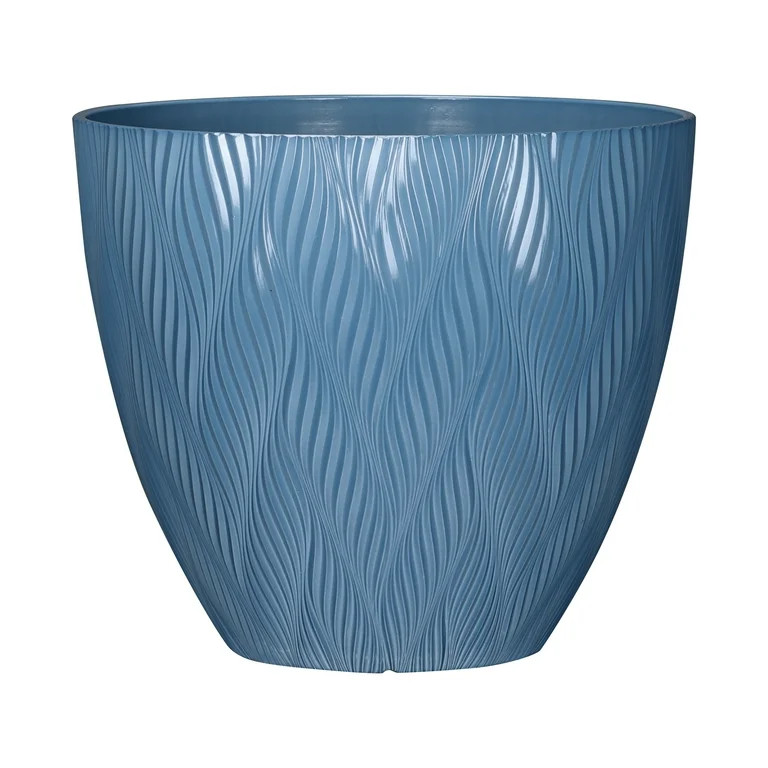 Mainstays River Recycled Recycled Resin Planter, Blue, 12in x 12in x 10.4in | Walmart (US)