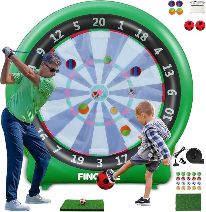 Giant Inflatable Dartboard, Kick Darts Outdoor Indoor Soccer Dartboard Game Golf Dart Throw Darts... | Amazon (US)