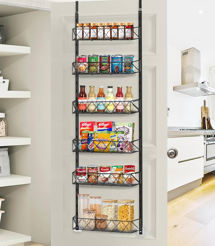 Over the Door Pantry Organizer, 6-Tier Pantry Door Organizer, Adjustable Metal Hanging Spice Rack... | Amazon (US)