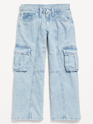 High-Waisted Super Baggy Wide-Leg Cargo Jeans for Girls | Old Navy (US)