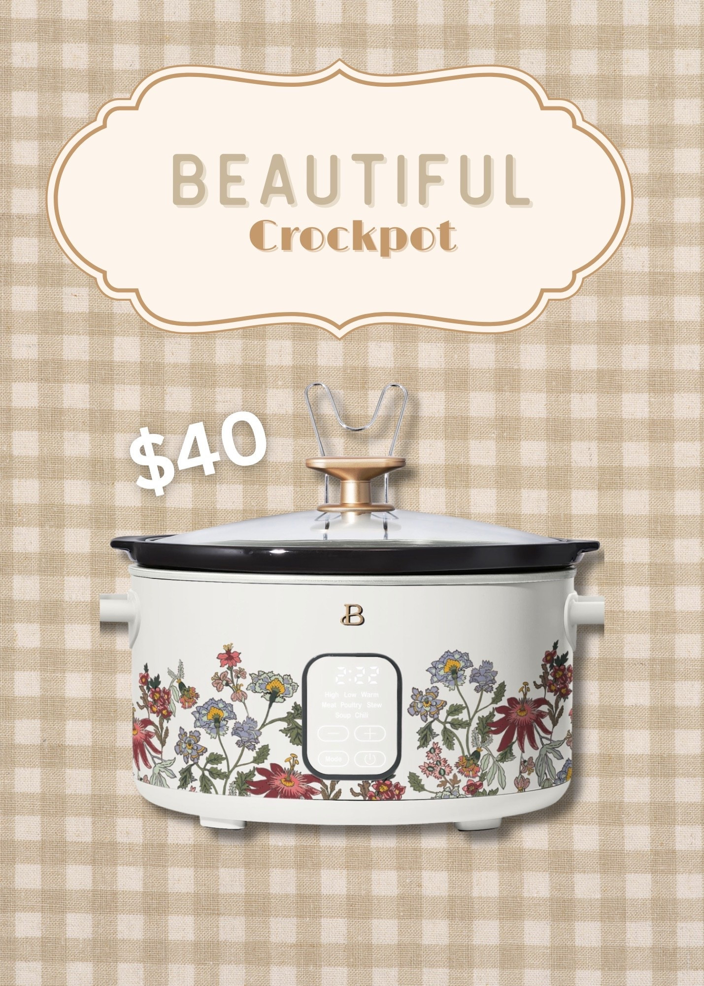 She. Is. CUTE. Now this is a crockpot I wouldn’t mind leaving on my counter! I am obsessed with the floral print and gold details 😍 

#LTKHome #LTKfoodie #LTKFindsUnder50