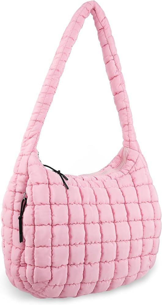 Iqimott Quilted Puffer Tote Bag Large Crossbody Shoulder Bag with Zipper, Nylon Hobo Oversized Ha... | Amazon (US)