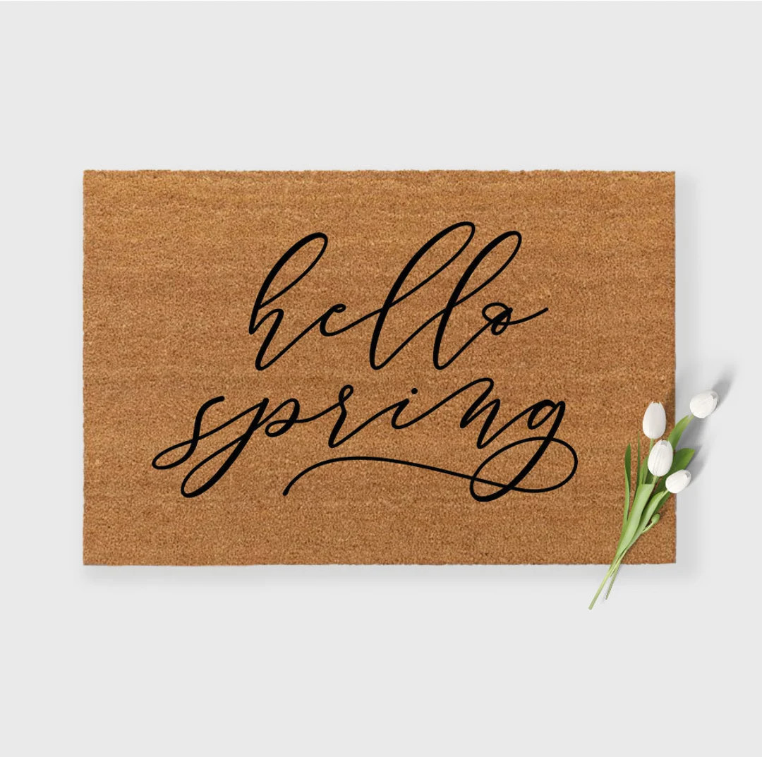 Hello Spring, Spring Doormat,spring Decor, Easter Doormat, Hello Sunshine Doormat ,monogrammed Do... | Etsy (US)