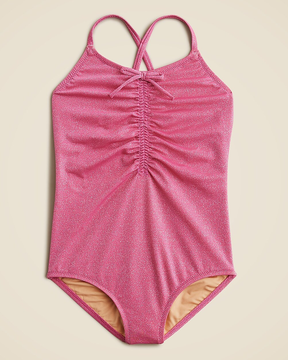 Girls' ruched shimmer one-piece swimsuit with UPF 50+ | J. Crew US