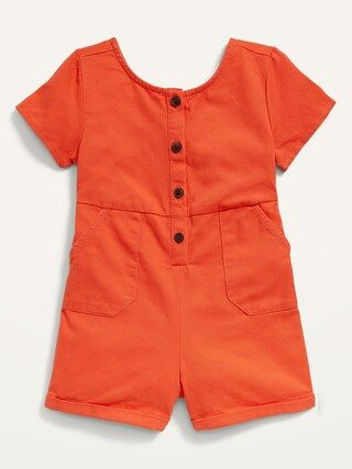Tie-Back Short-Sleeve Twill Utility Romper for Toddler Girls | Old Navy (CA)