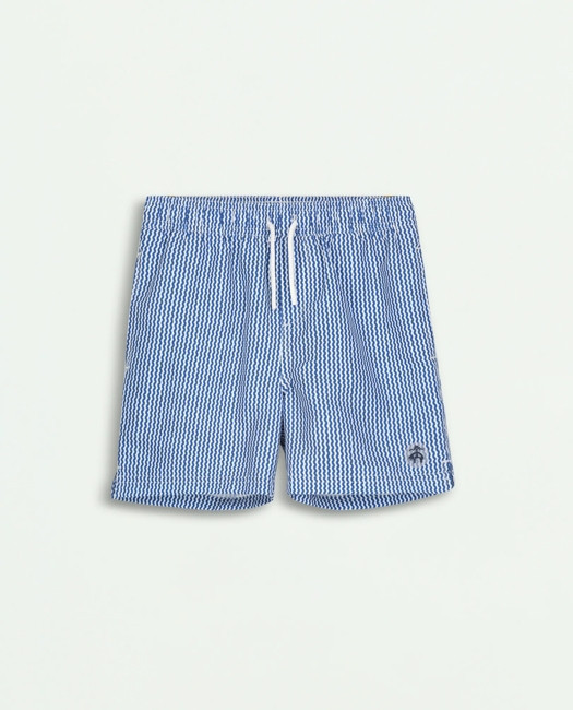 Brooks Brothers Boys Striped Swim Trunks | Light Blue | Size 14 | Brooks Brothers