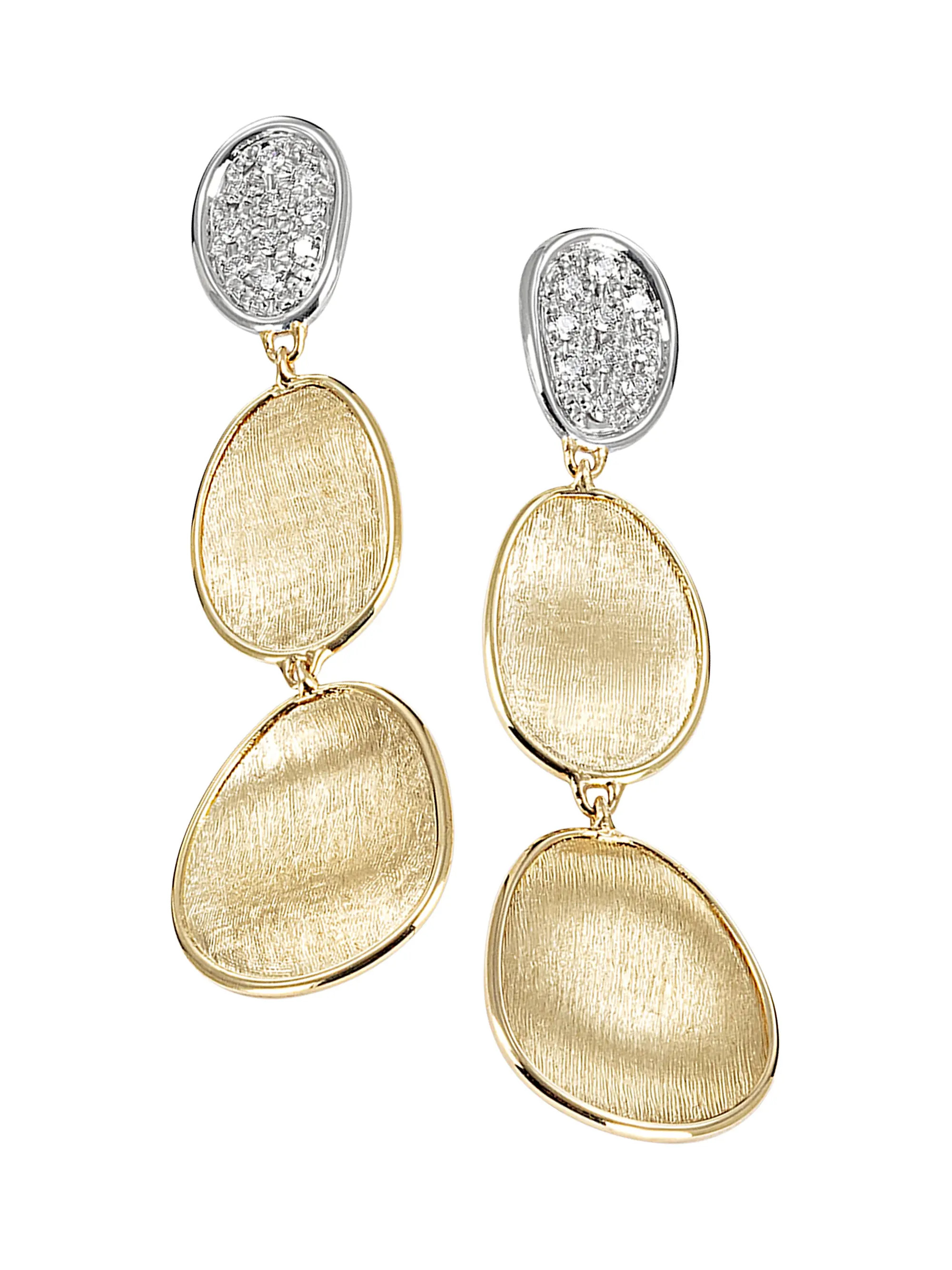 Lunaria Two-Tone 18K Gold & Diamond Petite Triple-Drop Earrings | Saks Fifth Avenue