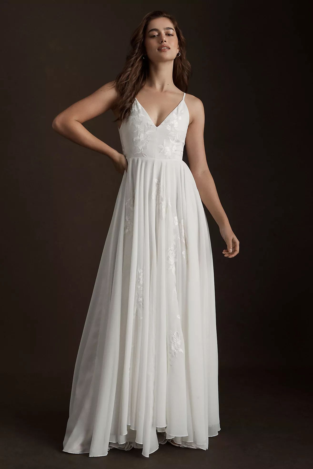 BHLDN Bonaire V-Neck Embroidered Wedding Gown | Anthropologie (US)