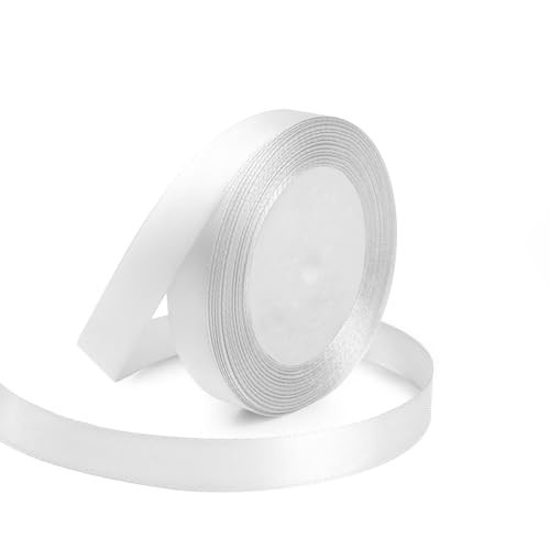 White Ribbon 5/8 Inches x 25 Yards, White Satin Fabric Silk Ribbon for Gift Wrapping, Bows Making, Floral Bouquets, Wreaths, DIY Handicrafts, Sewing Projects, Baby Shower and Wedding Party | Amazon (US)