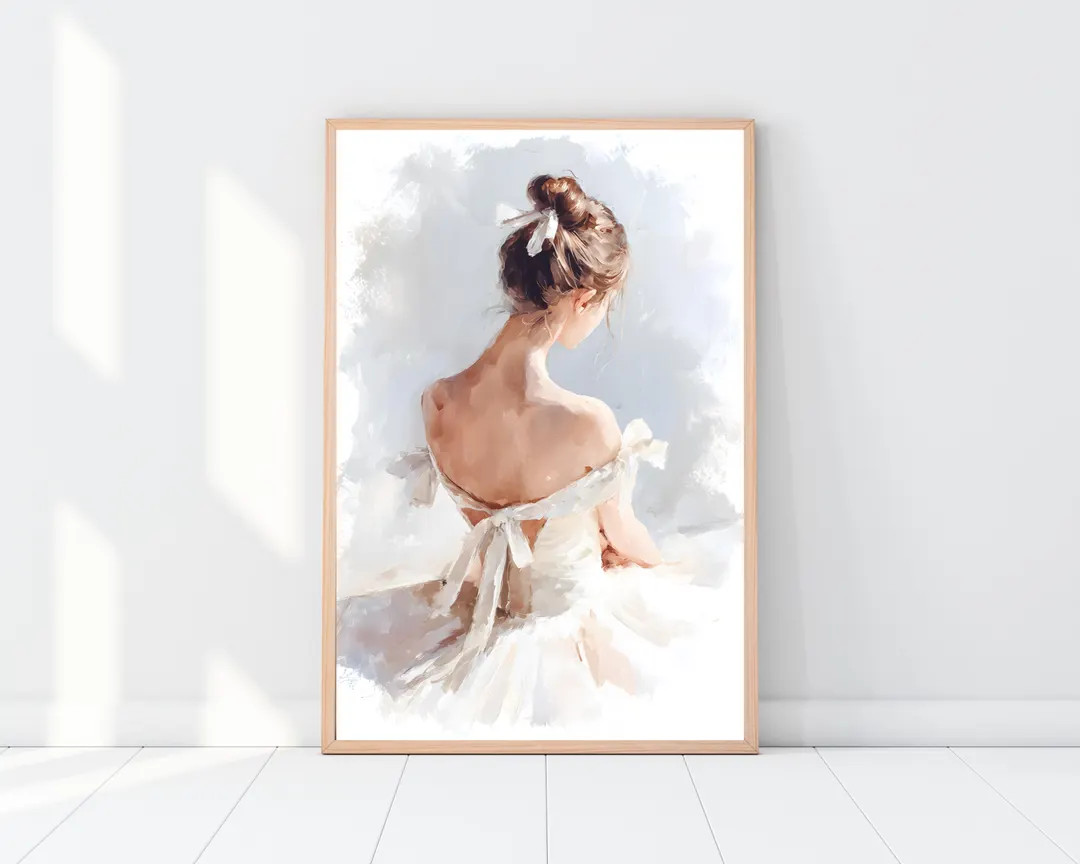 Ballerina Watercolor Print, Modern Ballet Wall Art, Soft Pastel Dance Illustration, Elegant Femin... | Etsy (US)