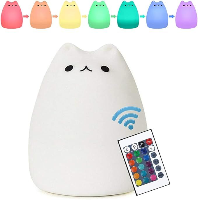 Cat Night Light for Kids Room with Remote Control | VteePck Cat Lamp Gifts for Cat Lovers |Cute K... | Amazon (US)