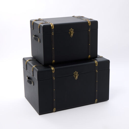Black Faux Leather Steamer Trunks | TK Maxx