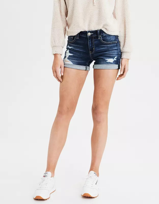 AE Ne(X)t Level Denim Midi Short | American Eagle Outfitters (US & CA)