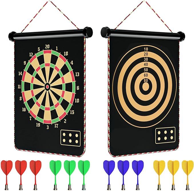 Mixi Magnetic Dart Board for Kids, Outdoor Toys Kids Games Double Sided Dart Board Games Set for ... | Amazon (US)