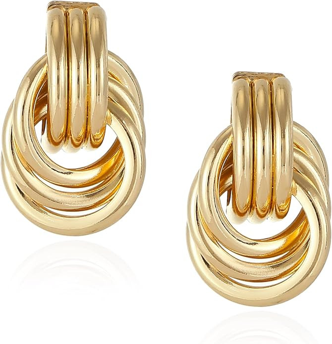 Chunky Gold Statement Earrings for Women Trendy,Fashion Gold Knot Geometric Drop Dangle Earrings ... | Amazon (US)