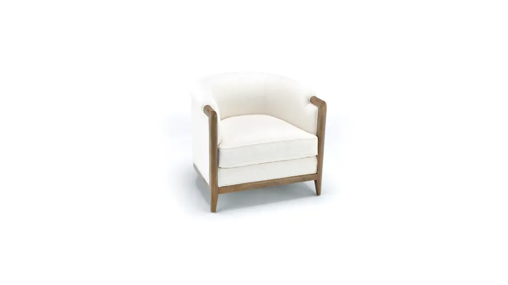 My Texas House Campbell Wood Accent Chair, Cream Fabric | Walmart (US)