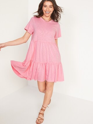Short-Sleeve Tiered Mini Swing Dress for Women | Old Navy (US)