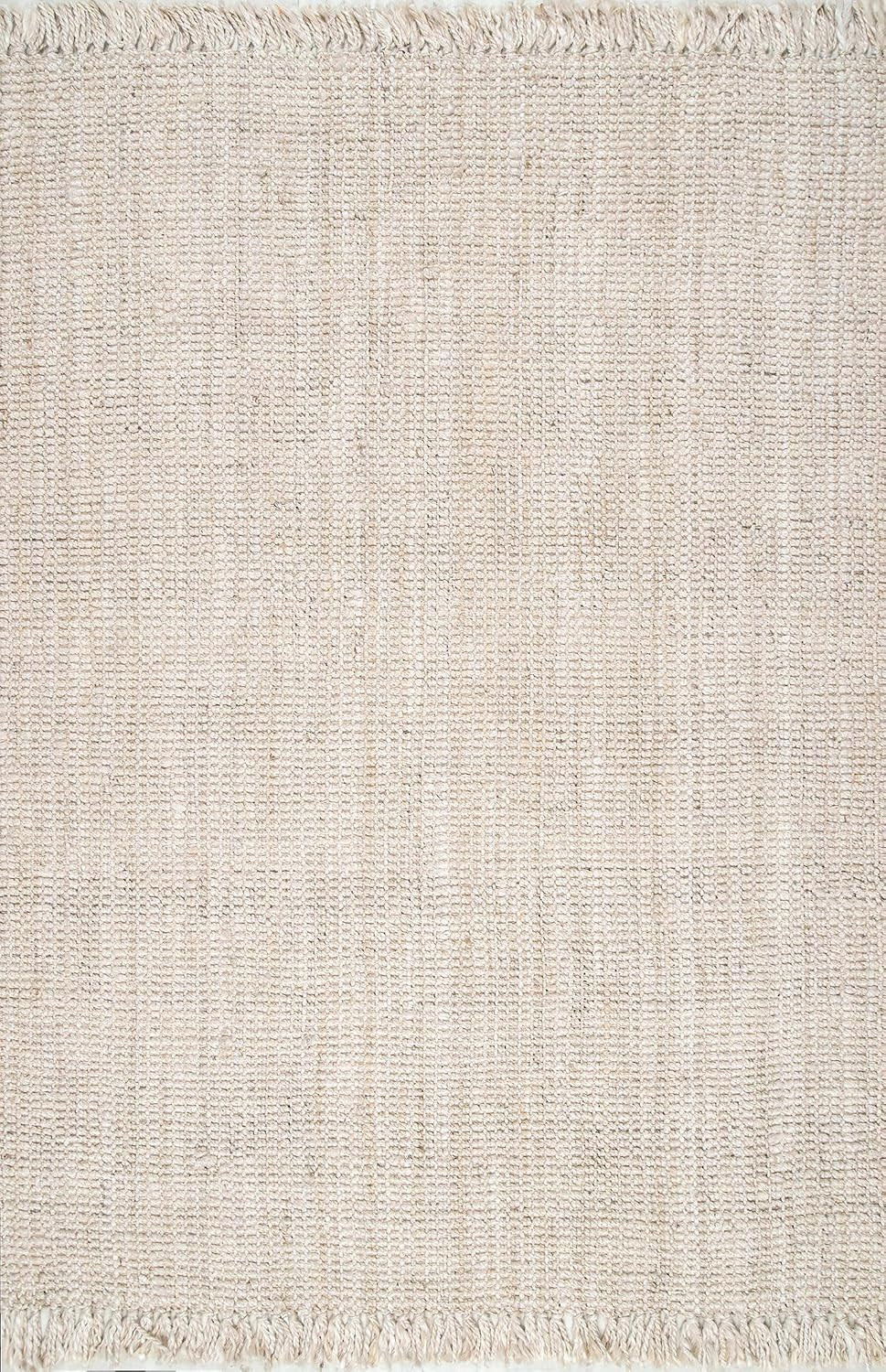 nuLOOM Hand Woven Chunky Natural Jute Farmhouse Area Rug, 6' x 9', Off-white | Amazon (US)