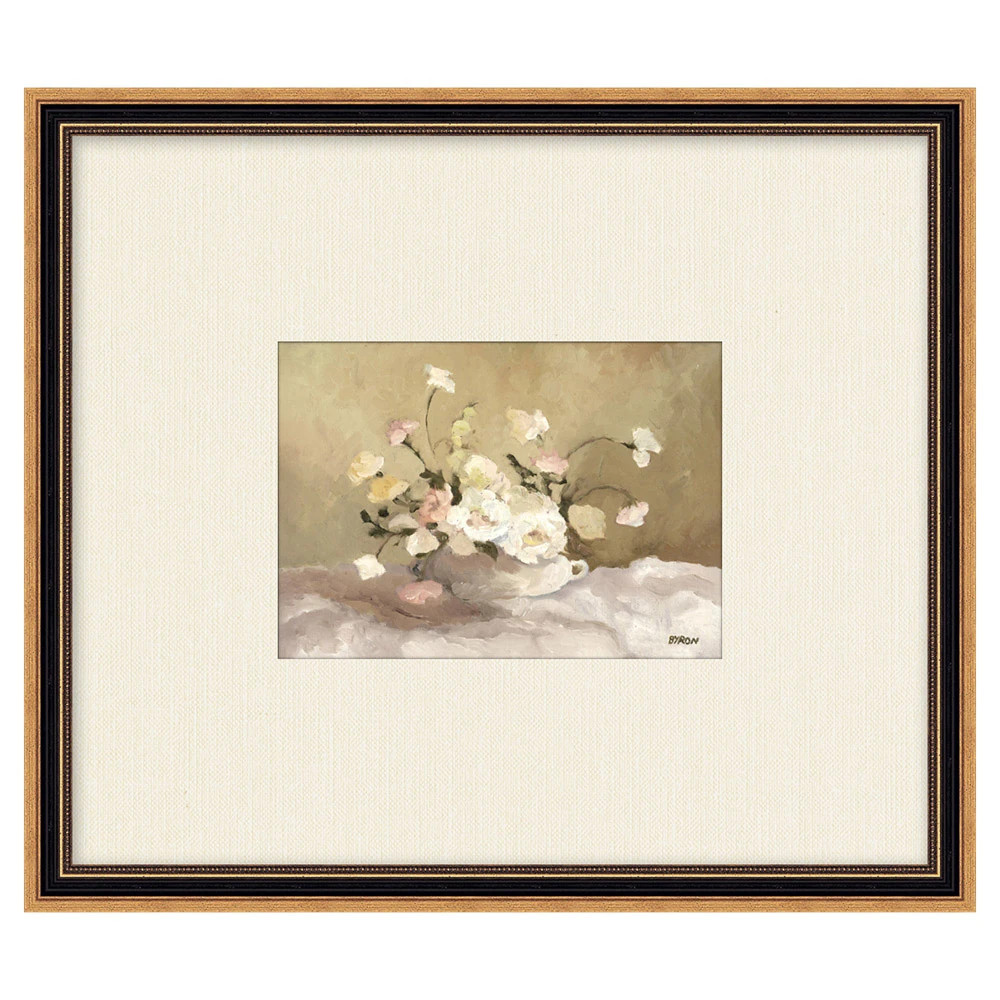 Silvan French Country Beige Floral Bouquet Gold Frame Painting - 11x13 | Kathy Kuo Home