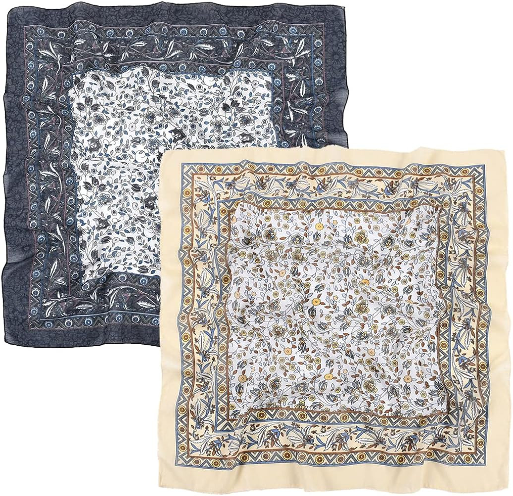 K-Elewon 27.5” Women Medium Square Scarf Head Scarf- 2PCS Neck Scarf Hair Scarf Head Sleeping W... | Amazon (US)