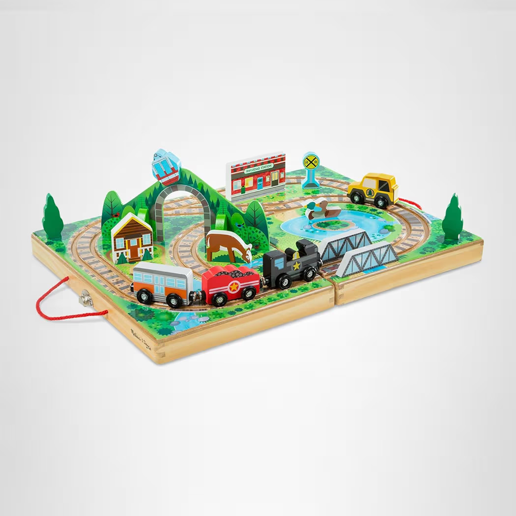 Melissa & Doug Take-Along Railroad Tabletop Playset with Wooden Train Toys, Animals & Scenery Pla... | Amazon (US)