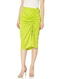 JOA Women's Slim Woven Rouching Midi Pencil Skirt with Slit, Green Yellow, S | Amazon (US)