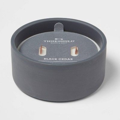 8oz 2-Wick Matte Ceramic Woodwick Candle Black Cedar - Threshold™ | Target