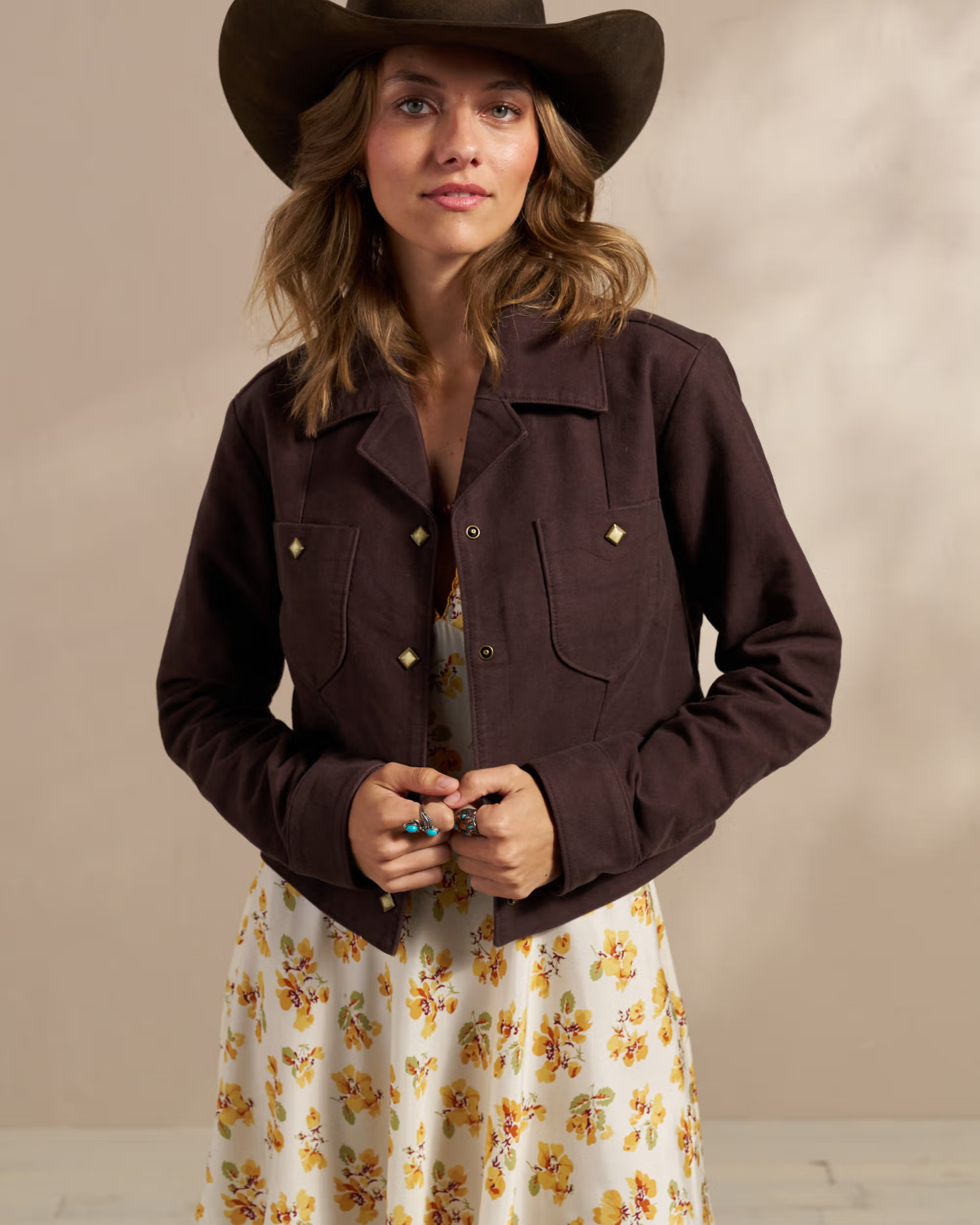 Women's Moleskin Pearl Snap Jacket - Chocolate Brown | Tecovas | Tecovas