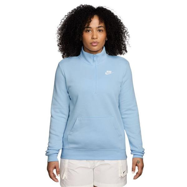 Women's Nike Club Fleece Long Sleeve 1/4 Zip XSmall Celestine Blue/White | Scheels Sports