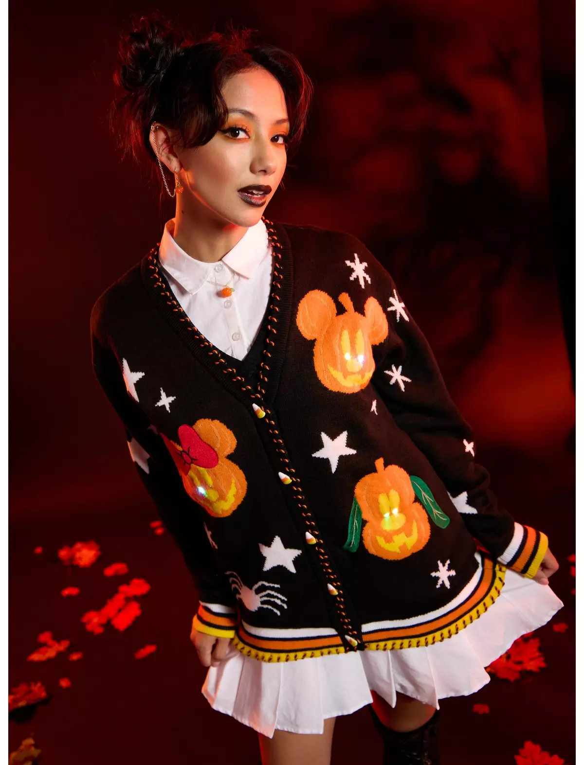 Her Universe Disney Halloween Light-Up Pumpkin Girls Cardigan | Hot Topic | Hot Topic