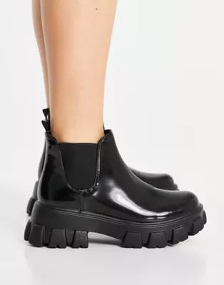 Miss Selfridfge patent boot with chunky sole in black | ASOS | ASOS (Global)