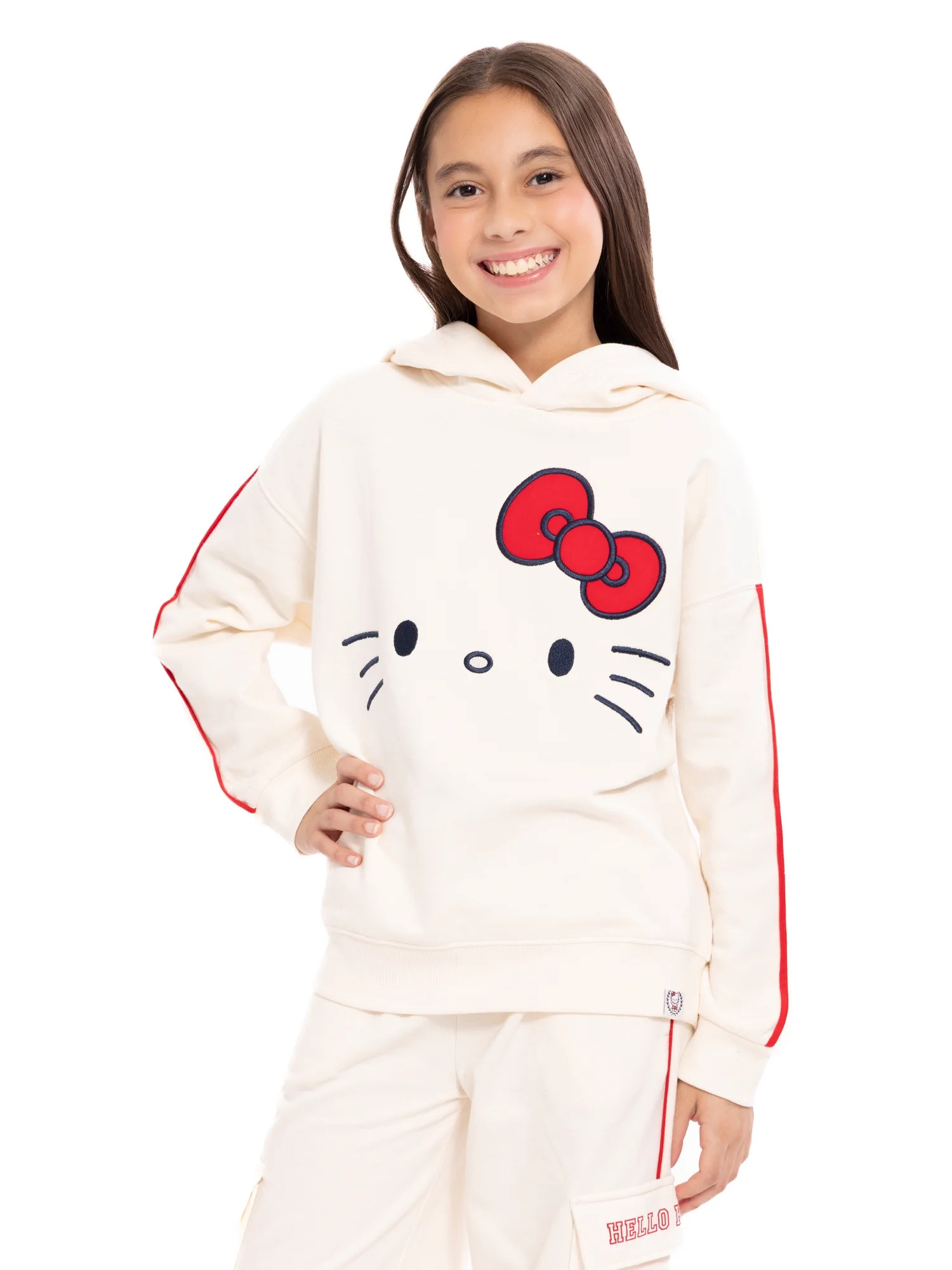 Wonder Nation Hello Kitty Girls Printed Graphic Hooded Sweatshirt, Sizes 4-18 | Walmart (US)