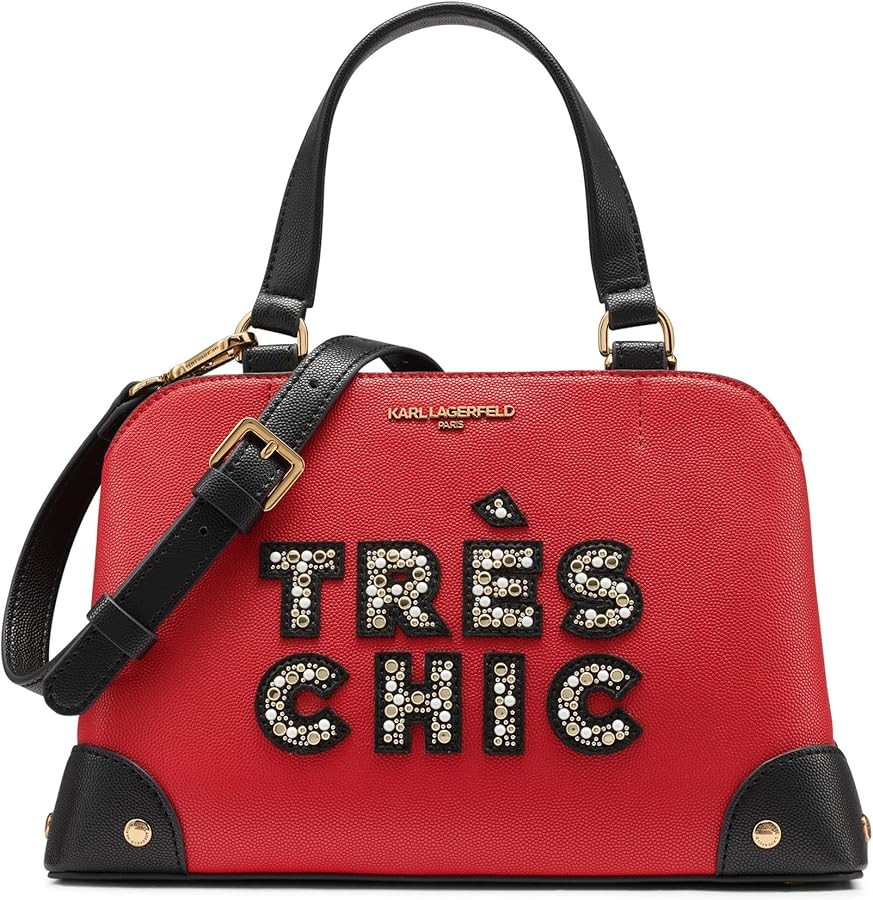 KARL LAGERFELD Paris Women's Handbags Satchel, Crimson, One Size | Amazon (US)