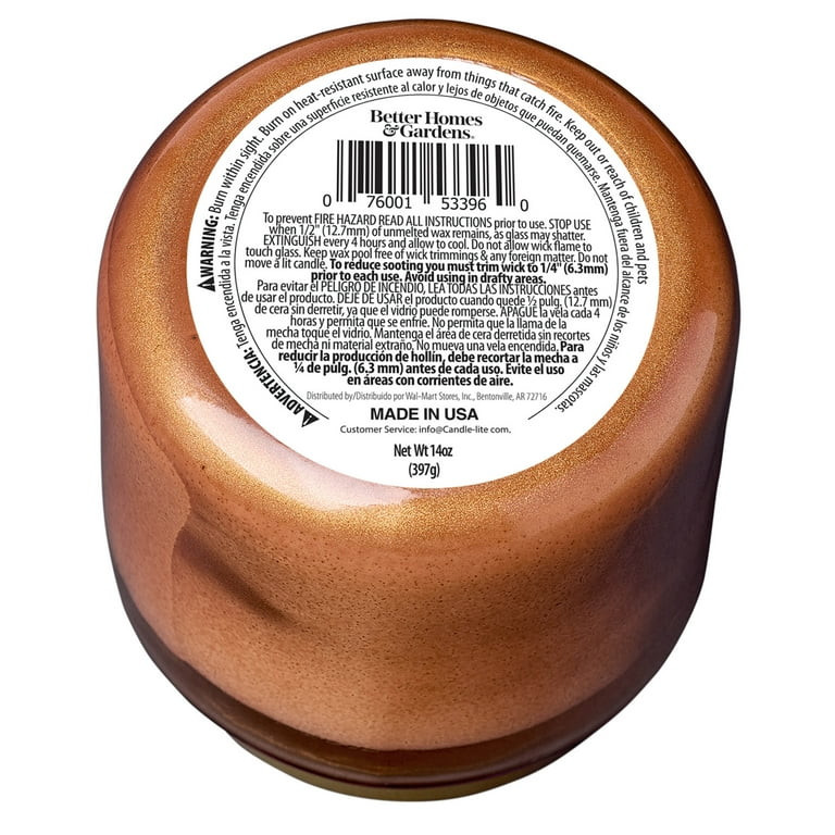 Better Homes & Gardens 2-Wick Orange Glass Jar Candle with Gold Lid, Farm Apple & Pumpkin, 14oz. | Walmart (US)