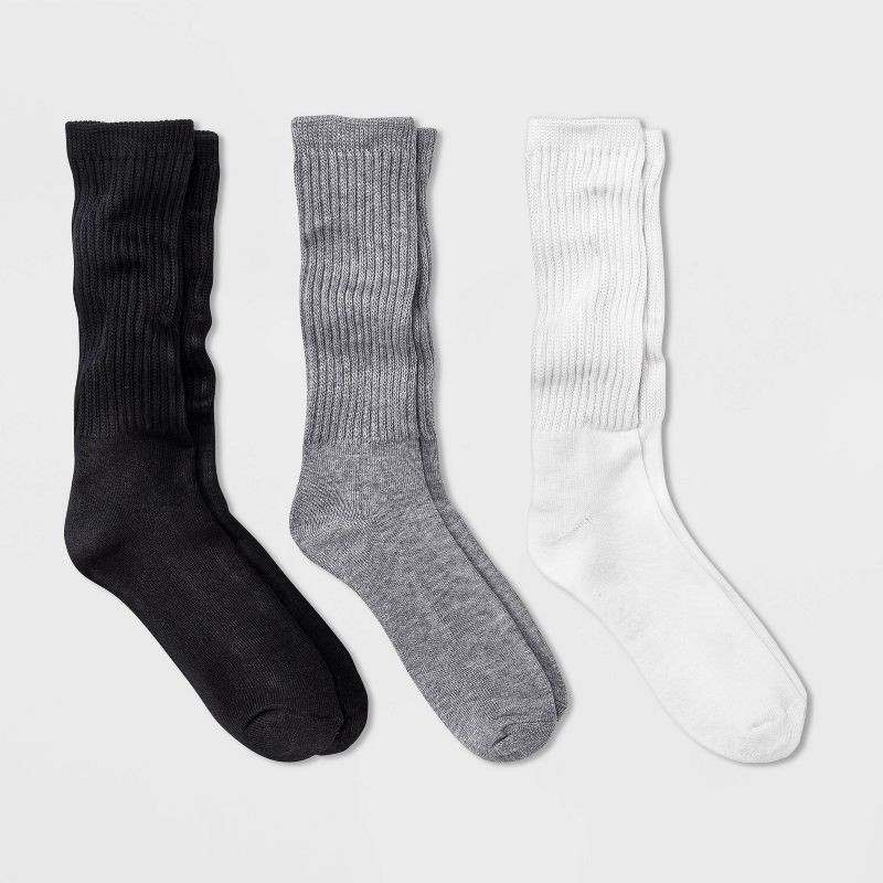 Women's Ribbed Cushioned 3pk Slouch Crew Socks - Universal Thread™ 4-10 | Target