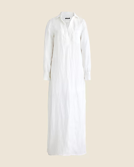 Bungalow maxi popover dress in linen | J. Crew US