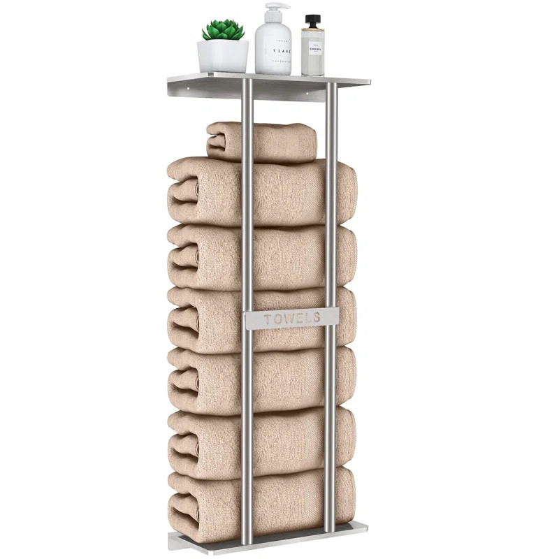 Wall Towel Rack, 30 inch Towel Holder Wall Mounted with Metal Shelf | Wayfair North America