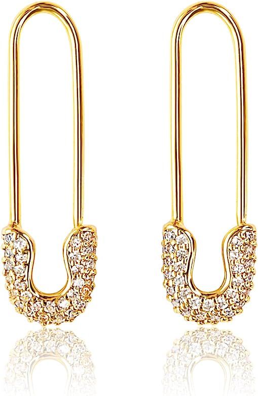 Safety Pin Earrings for Women | Paper Clip Earrings, Dangle Earrings For Women | Hypoallergenic 14k  | Amazon (US)