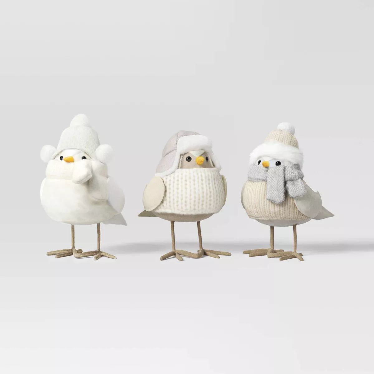 3pc Featherly Friends Fabric Bird Christmas Figurine Set - Wondershop™ Neutral | Target