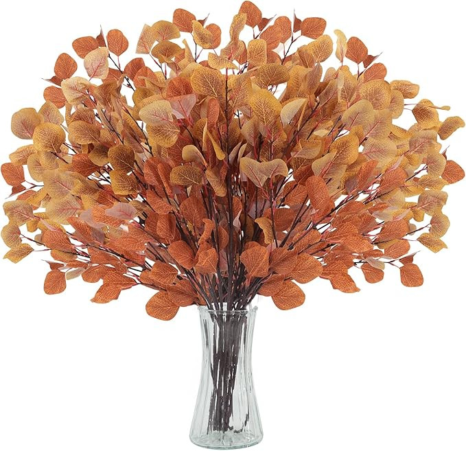 CEWOR 10 Pcs Artificial Eucalyptus Leaves, Silver Dollar Eucalyptus Leaf Fall Eucalyptus Stems Si... | Amazon (US)