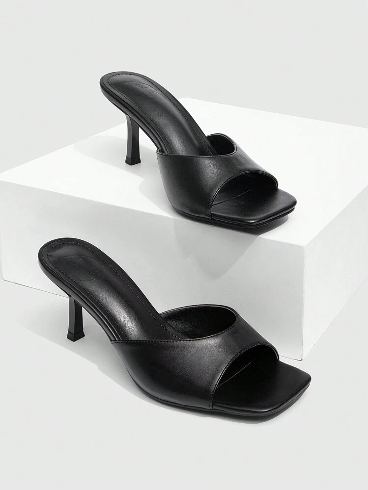 CUCCOO BIZCHIC Women's Square Toe Thin High Heel Black Casual Versatile Sandals, Sexy For Dates, ... | SHEIN