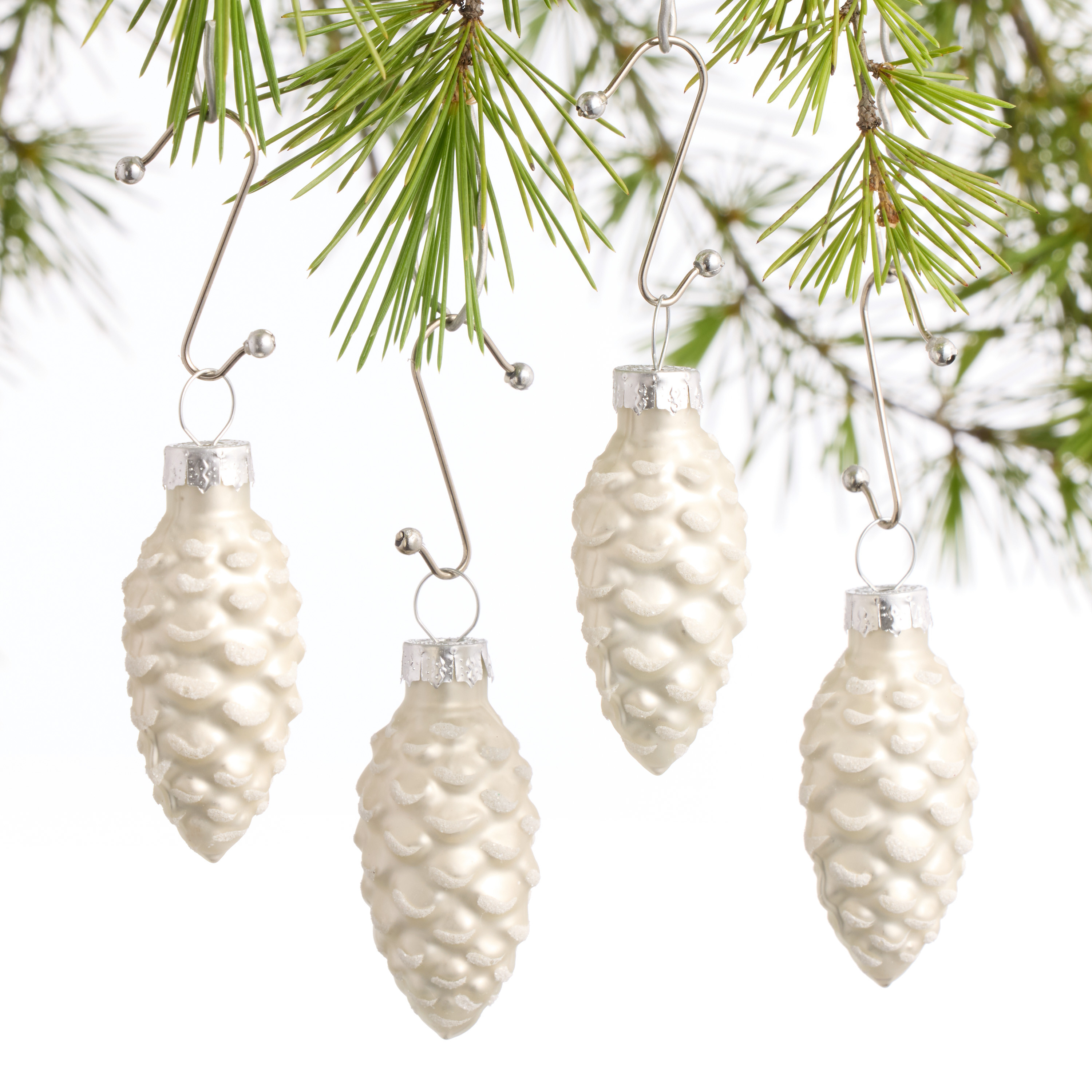 Mini White Glass Pinecone Ornaments 12 Pack | World Market