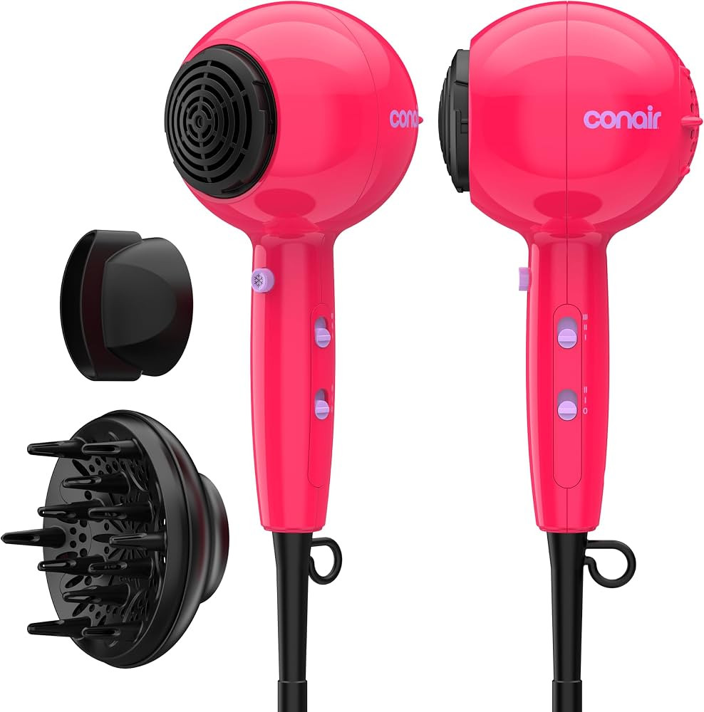 Conair Cake Pop Hair Dryer with Diffuser & Concentrator Attachments, Blow Dryer, Hair Dryers for ... | Amazon (US)
