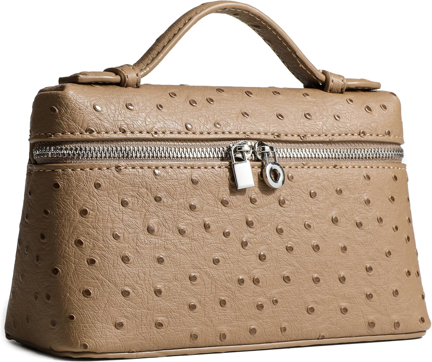 Crossbody Bag for Women Small Top-Handle Pouch Purse Shoulder Handbag Synthetic Ostrich Leather Gold Hardware | Amazon (US)