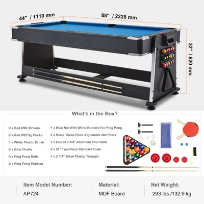 3-in-1 Rotating Swivel Multi Game Table with Air Hockey, Billiards/Pool, and Table Tennis, 88" Hockey Table for Game Room Family Home, Arcade Gaming S | Wayfair North America
